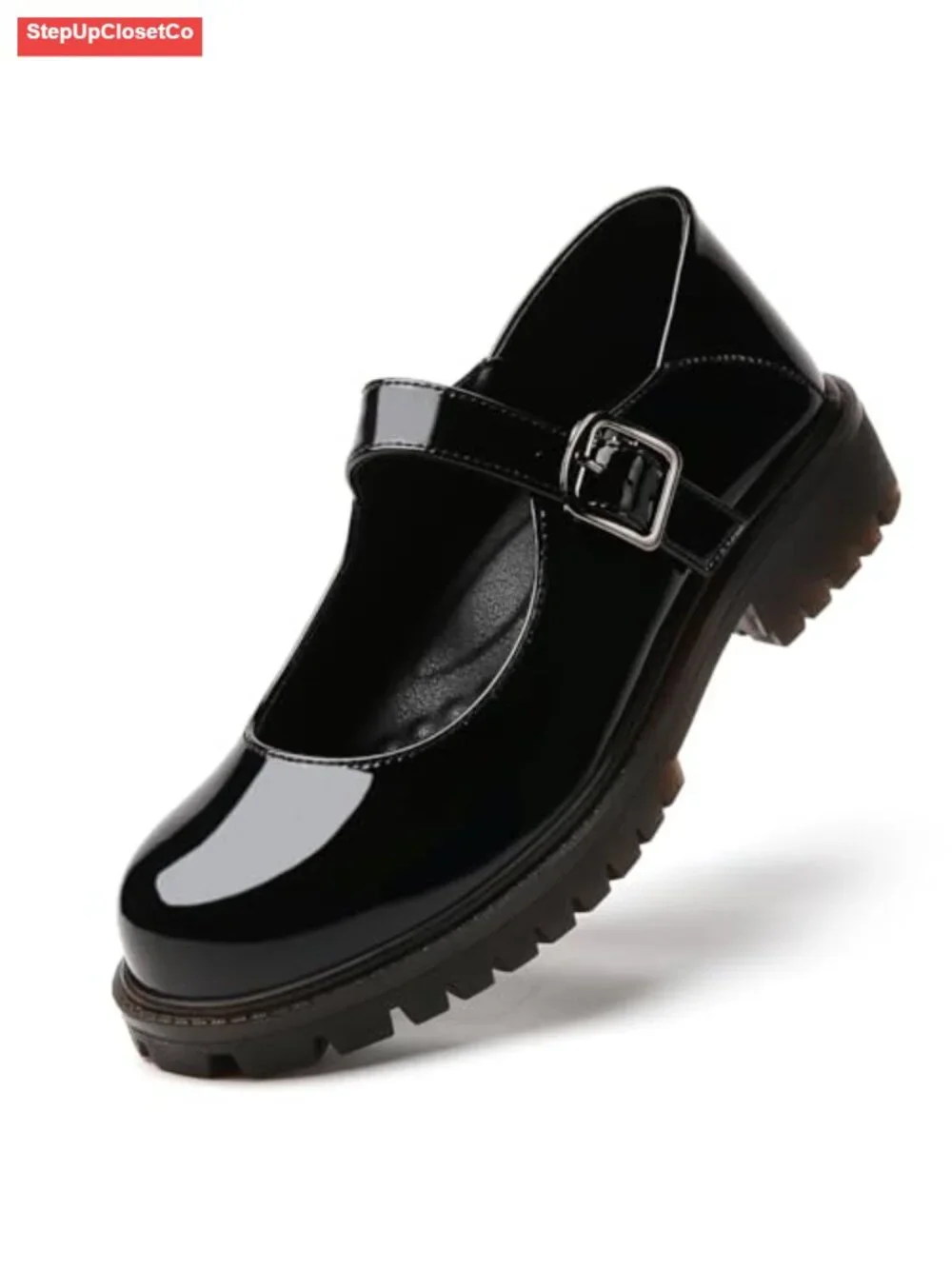 Women's Non Slip Platform Mary Jane Flats - Adjustable Hook-and-Loop Closures -